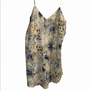 Vintage Floral Satin Night Chemise Slip Dress Size Medium